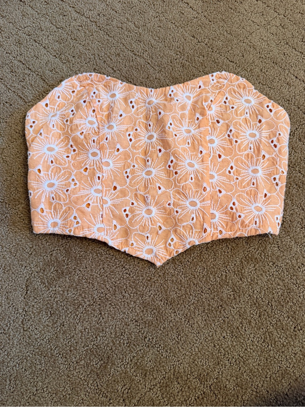 Orange with white floral design SHEIN tube top women’s size S